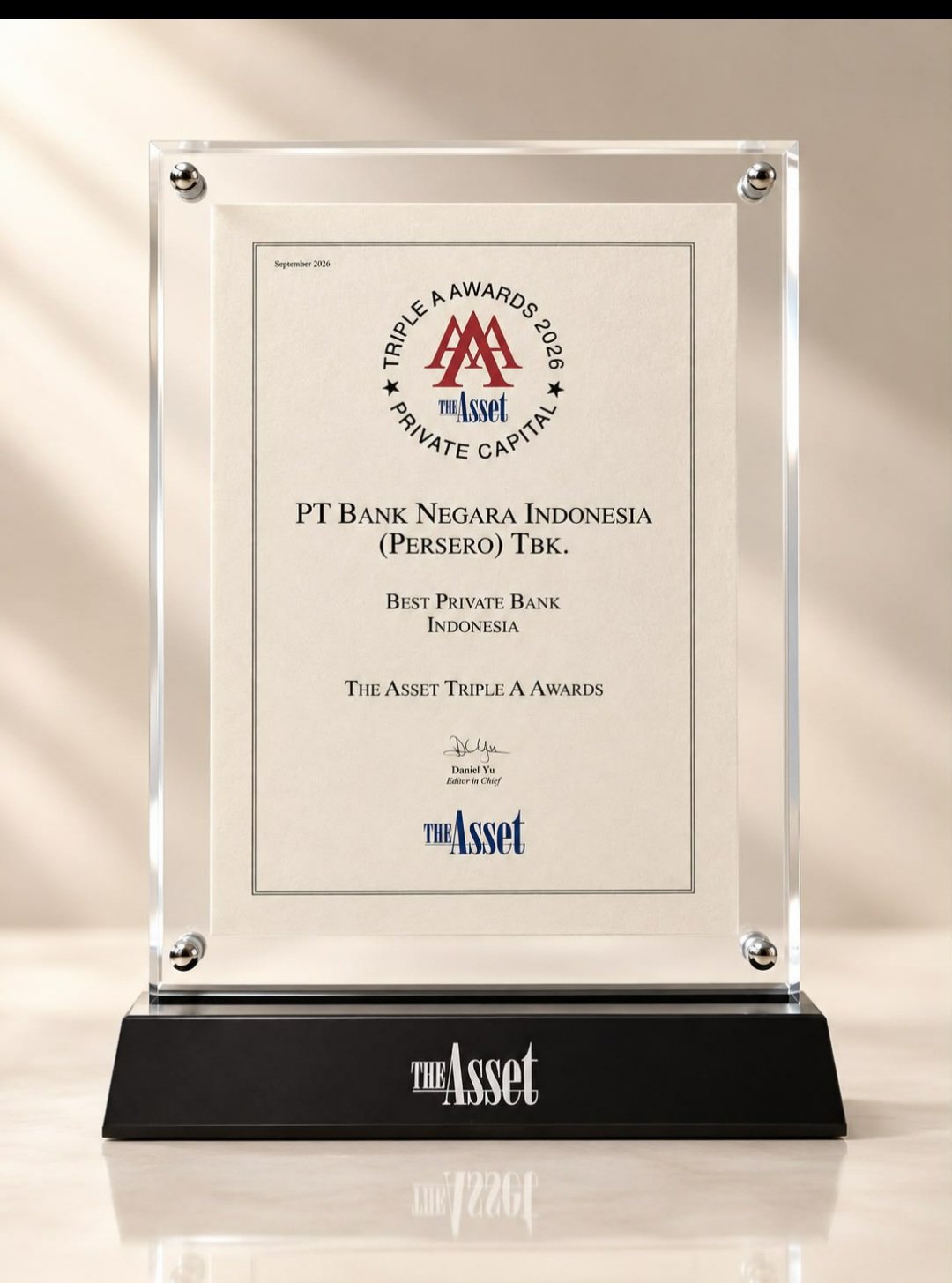 BNI Private Dinobatkan sebagai Best Private Bank in Indonesia 2026